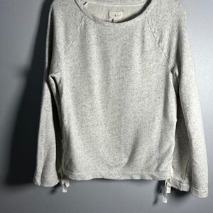 Lou & Grey Speckled Knit Lace Up Side Sweatshirt Women's Small Cream‎